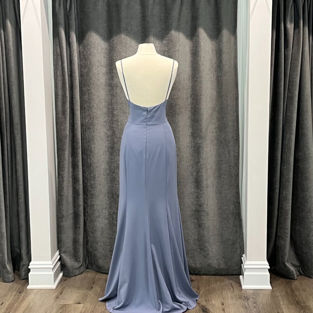 Slate Crepe Spaghetti Gown- Style Tali- Size 14 - Picture 2 of 3